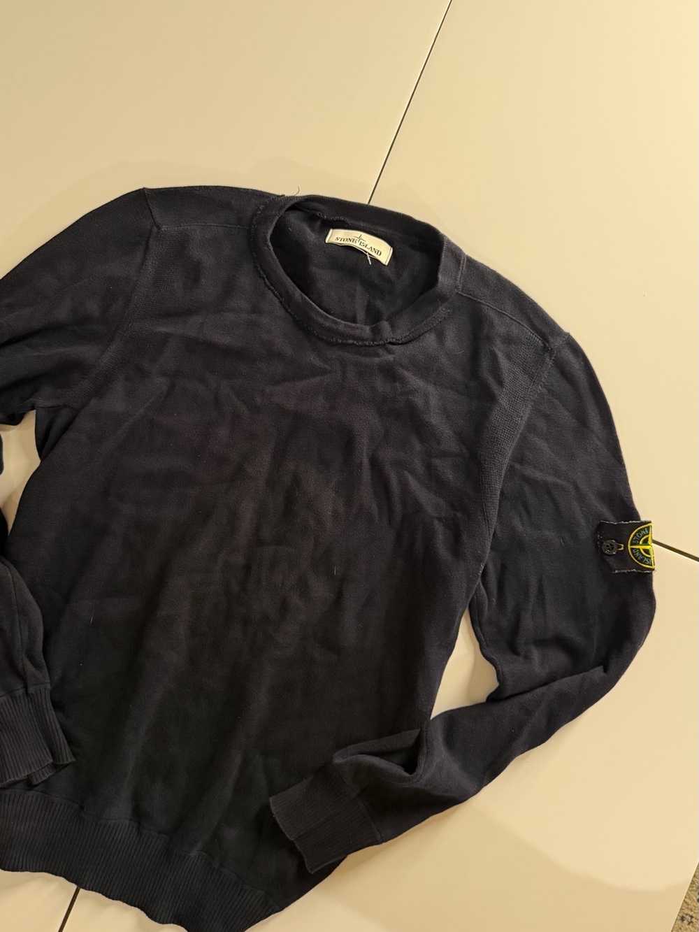 Stone Island Dark Navy Crewneck Knit Sweater